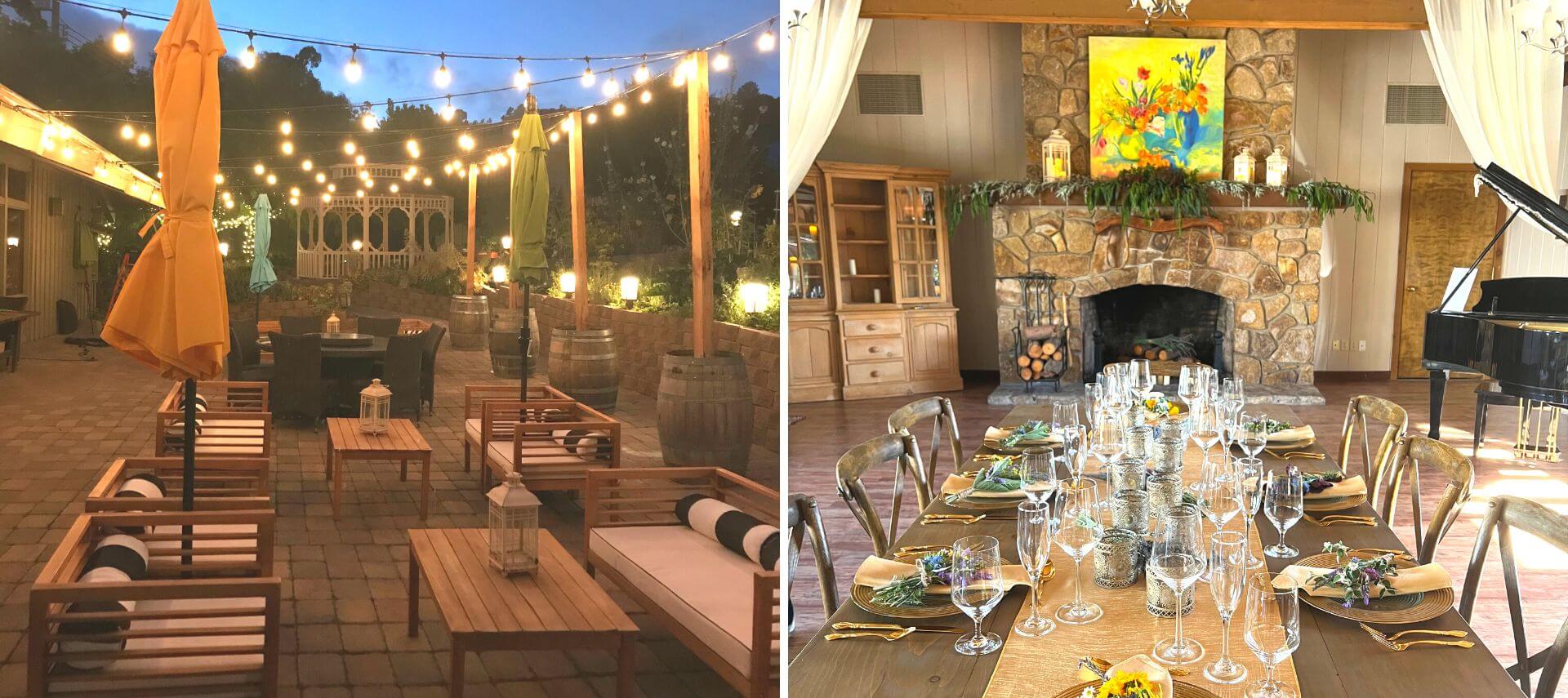 Two images of Event Center at Carmel Valley Lodge